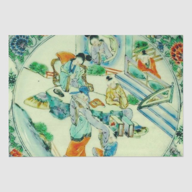 Chinesische Chinesische Chinoiserie Blumendekoupag Seidenpapier (Vorderseite)