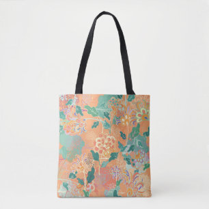 Chinesische Chrysantheme: florales oranges Muster. Tasche