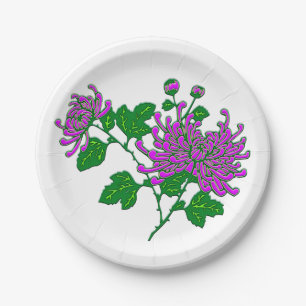 Chinesische Chrysanthemen - lavendel Pappteller
