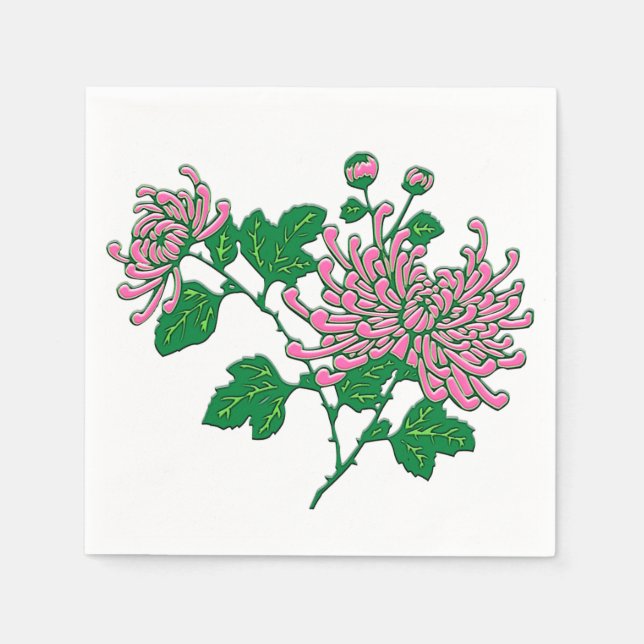 Chinesische Chrysanthemen - sanftrosa Serviette (Vorderseite)