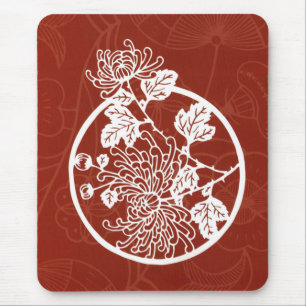 Chinesische Chrysanthemen zu Rot Mousepad