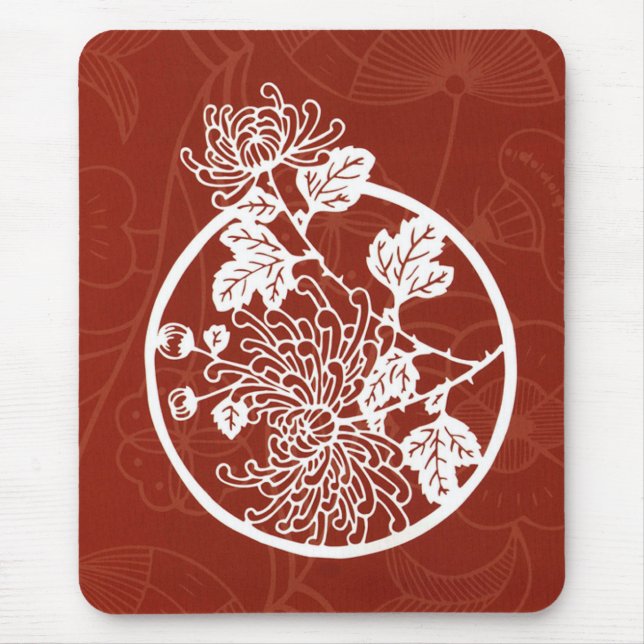 Chinesische Chrysanthemen zu Rot Mousepad (Vorne)