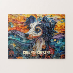 Chinesische Crestéd-Hundeporträt in Quilling-Kunst