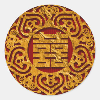 Chinesische Doppelglückskleber Runder Aufkleber