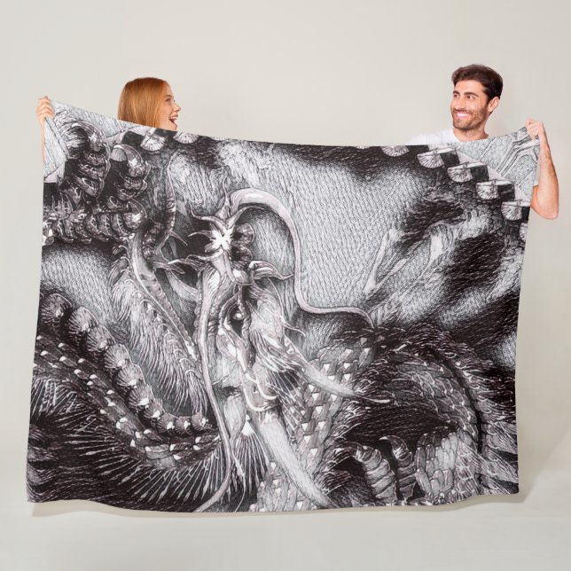 Chinesische Drache-Bleistift-Kunst Fleecedecke (Beispiel)