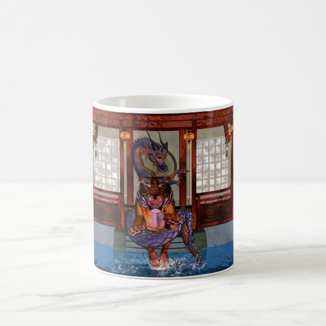 Chinesische Drache-und Tiger-Tasse, Jahr des Kaffeetasse (Mittel)