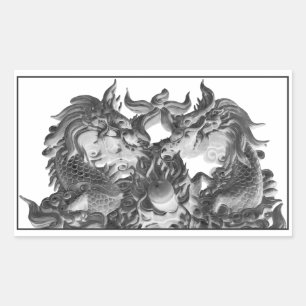 chinesische Drachen Rechteckiger Aufkleber