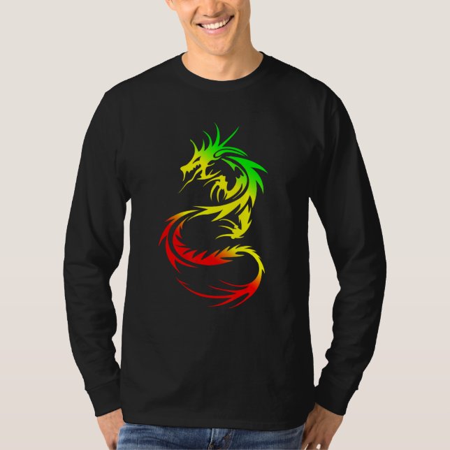 Chinesische Drachenfantasie Tattoo farbenfrohe Myt T-Shirt (Vorderseite)