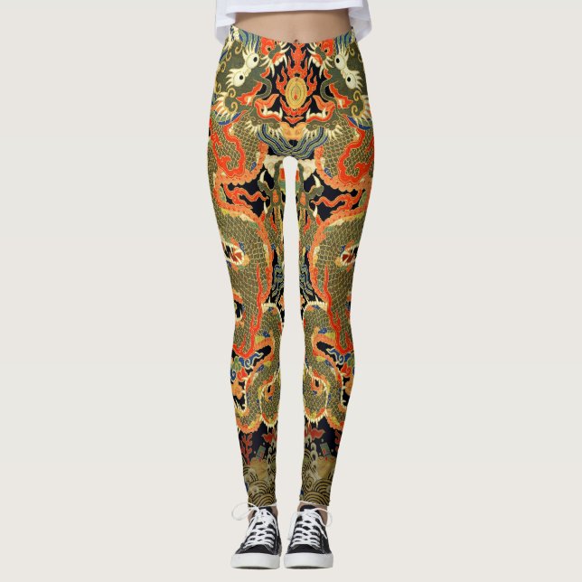 Chinesische Drachenkunst Leggings (Vorderseite)
