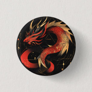 Chinesische Drachenkunst mit majestätischer Rot- u Button