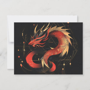 Chinesische Drachenkunst mit majestätischer Rot- u Postkarte