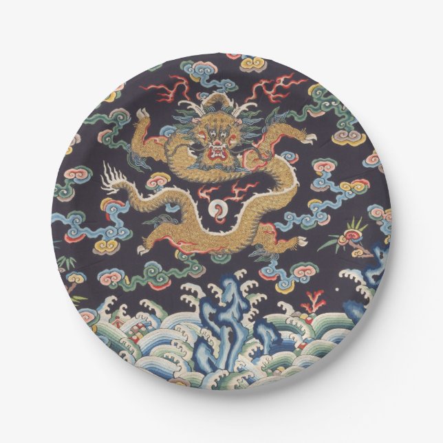 Chinesische Drachenkunst Pappteller (Vorderseite)