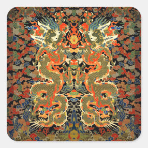 Chinesische Drachenkunst Quadratischer Aufkleber