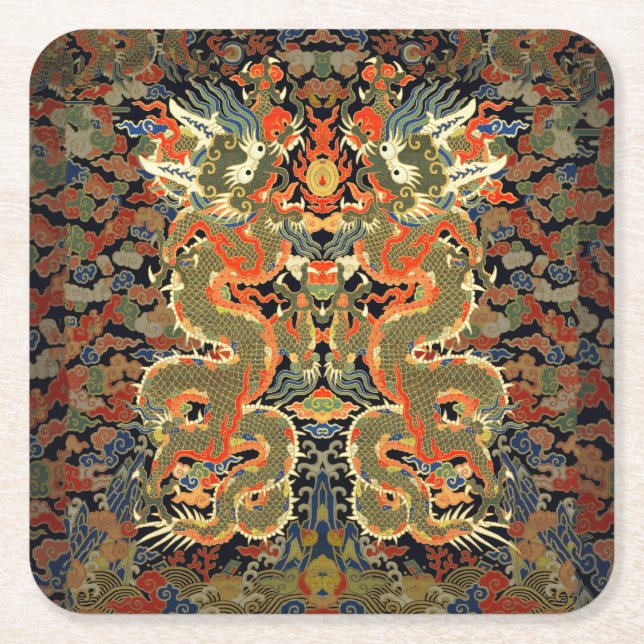 Chinesische Drachenkunst Rechteckiger Pappuntersetzer (Vorderseite)