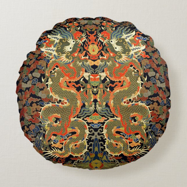 Chinesische Drachenkunst Rundes Kissen (Vorderseite)