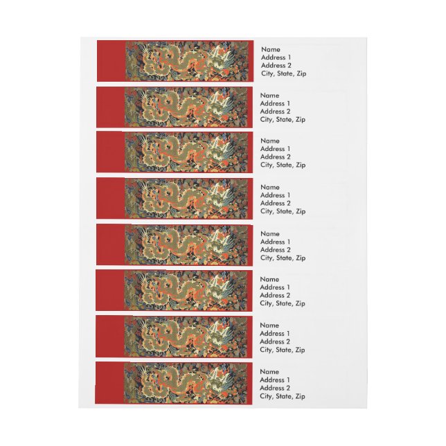 Chinesische Drachenkunst Rundum-Adressaufkleber (Bogen)