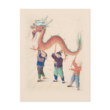 Chinesische Drachentanz-Postkarte