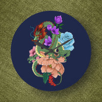 Chinesische Dragon Navy Blue Blumen