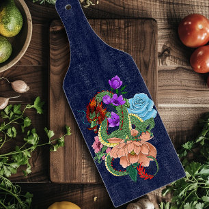 Chinesische Dragon Navy Blue Blumen Schneidebrett