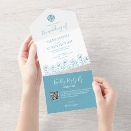 Chinesische Elegant-Flora All in One Wedding Einla All In One Einladung