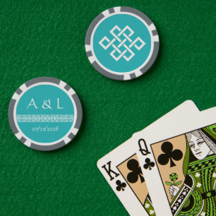 Chinesische Eleganz auf Türkis Pokerchips