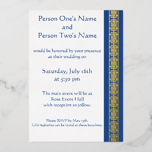 Chinesische Eleganz in Blue Foil Einladung