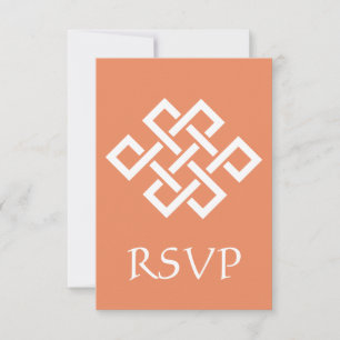 Chinesische Eleganz in Korallen-RSVP-Karte RSVP Karte