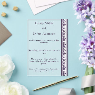 Chinesische Eleganz in lila Acryl-Hochzeit Acryleinladungen