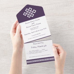Chinesische Eleganz in Lila All In One Einladung