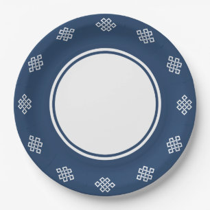Chinesische Eleganz in Navy Paper Plate Pappteller