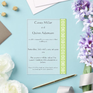 Chinesische Eleganz in Peridot-Acrylblatt Hochzeit Acryleinladungen