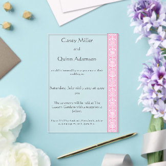 Chinesische Eleganz in Petal Pink Acryl-Hochzeit Acryleinladungen