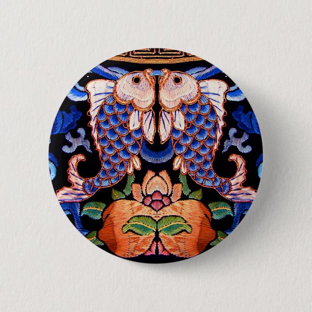 Chinesische Fisch-Stickerei Button (Vorderseite)