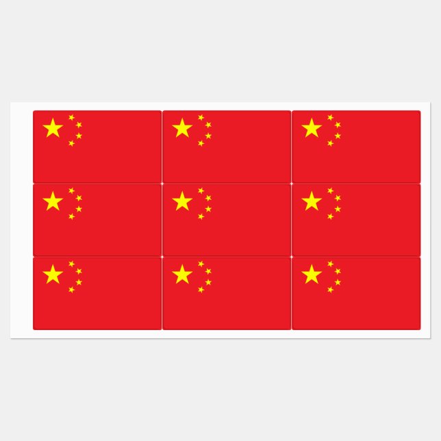 Chinesische Flagge Etiketten (Blatt)