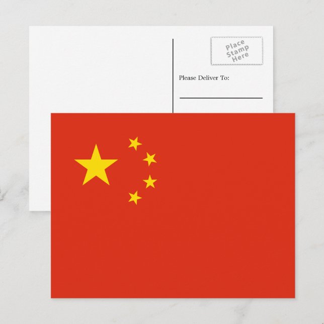 Chinesische Flagge, Flagge der China Postkarte (Vorne/Hinten)