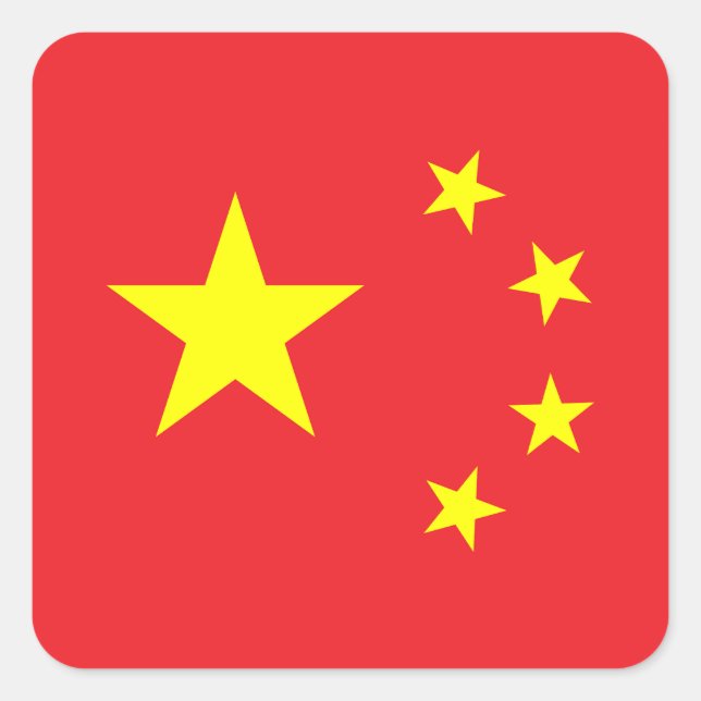 Chinesische Flagge Quadratischer Aufkleber (Vorderseite)
