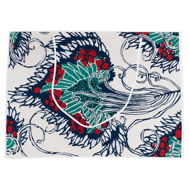 CHINESISCHE FLORALDRUCKGIFT-BAG GROßE GESCHENKTÜTE (Vorderseite)