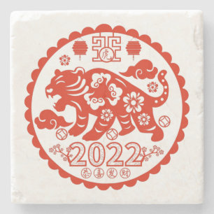 Chinesische Folkkunst Papercutting Tiger Steinuntersetzer