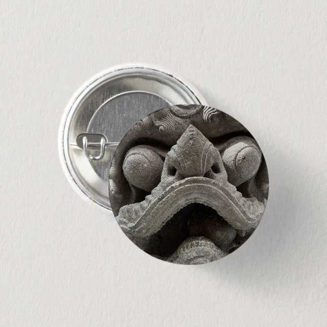 Chinesische Foo-Hund-Drache-Granit-Fels-Skulptur P Button (Vorne & Hinten)