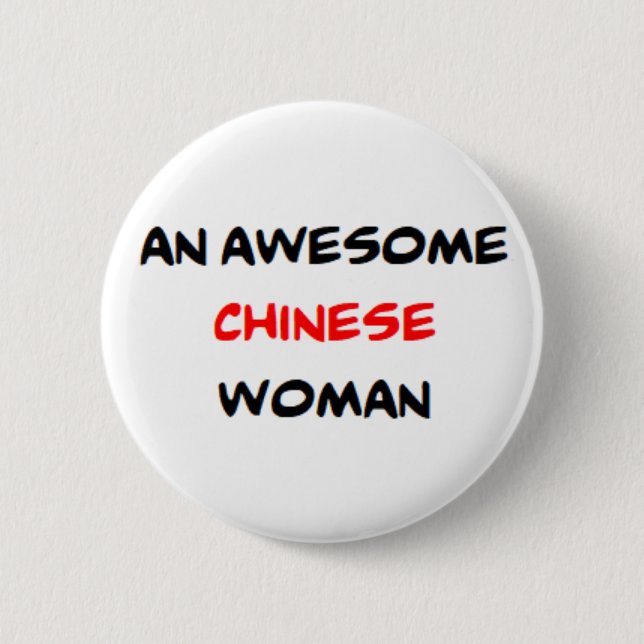 chinesische Frau, großartige Tasse Button (Vorderseite)