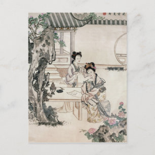 Chinesische Frauen im Garten Postkarte