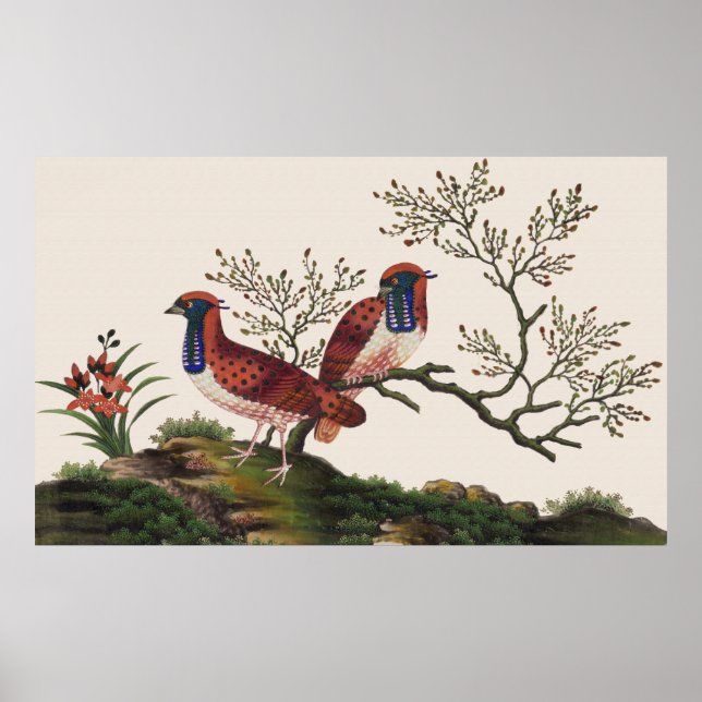 Chinesische Golden Pheasants Elegante romantische  Poster (Vorne)