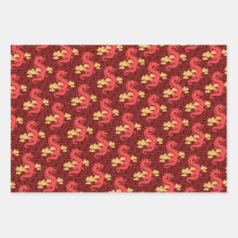 Chinesische Goldene Drachen Neujahr Luxus oriental Geschenkpapier Set