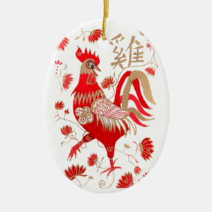 Chinesische Hahn-Astrologie-Verzierung Keramik Ornament