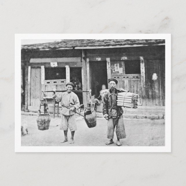 Chinesische Hawkers, c.1870 (b/w-Foto) Postkarte (Vorderseite)