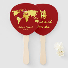 Chinesische Hochzeit auf der Weltkarte Fächer