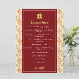 Chinesische Hochzeit auspicious peranakan Bankett Menükarte