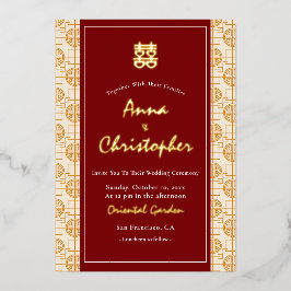 Chinesische Hochzeit auspicious zweisprachigen Per Folieneinladung