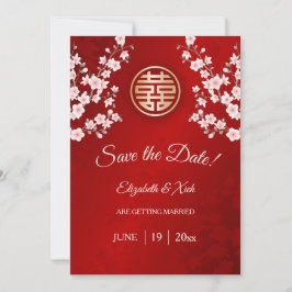 Chinesische Hochzeit doppeltes Glück Cherry Blosso Save The Date