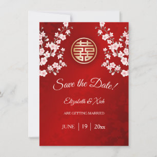 Chinesische Hochzeit doppeltes Glück Cherry Blosso Save The Date